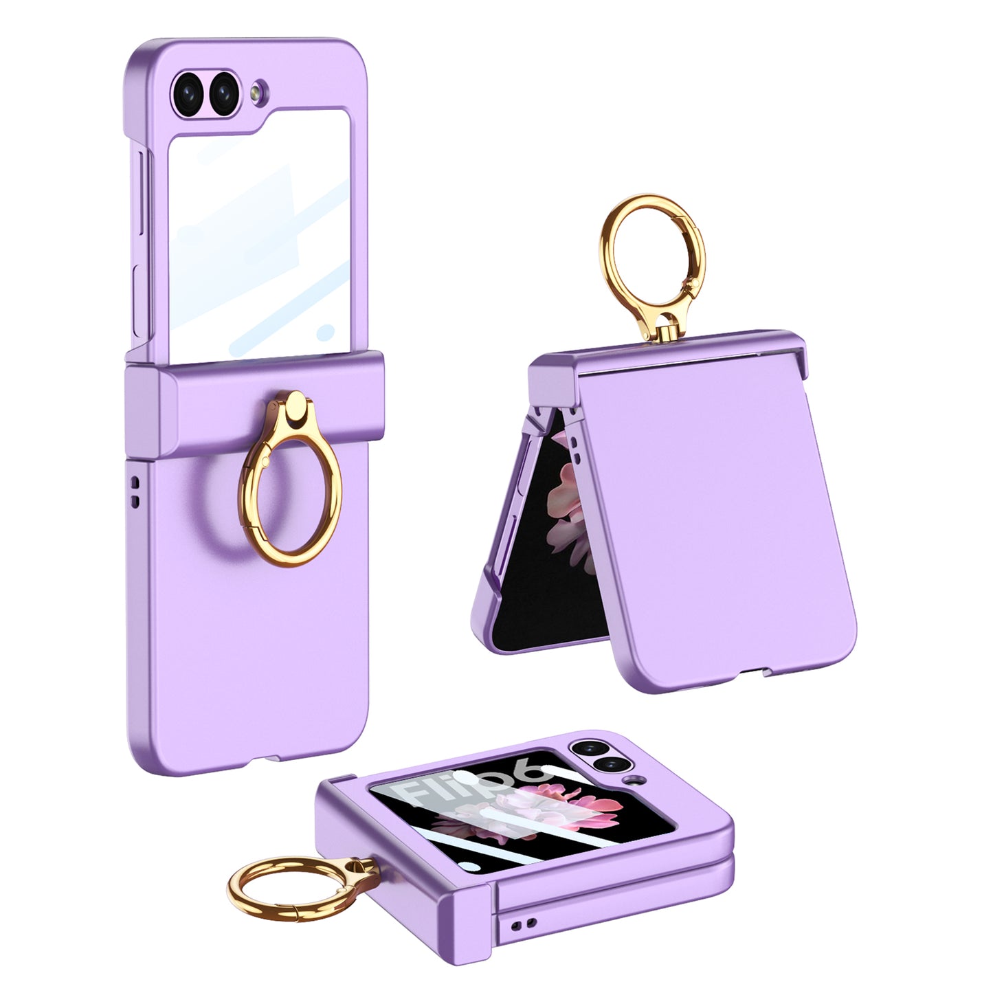 Galaxy Z Flip 6 – Thin PC Hinge Box + Ring Cover & Case