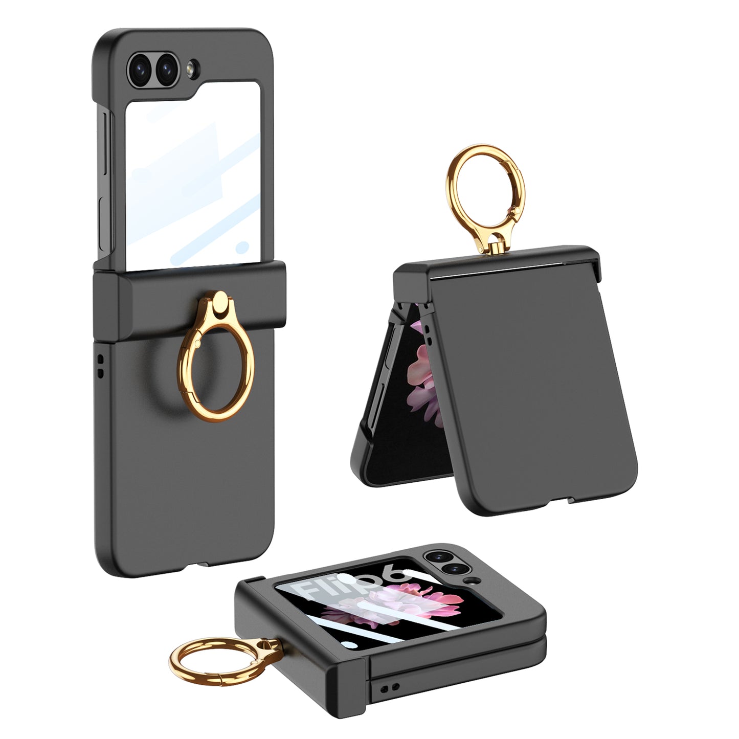 Galaxy Z Flip 6 – Thin PC Hinge Box + Ring Cover & Case