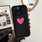 Apple iPhone 15 / Pro / Pro Max - Soft Silicone Back Cover with 3D Heart Design Back Cover & Case