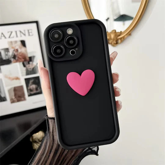 Apple iPhone 16 / Pro / Pro Max - Soft Silicone Back Cover with 3D Heart Design Back Cover & Case
