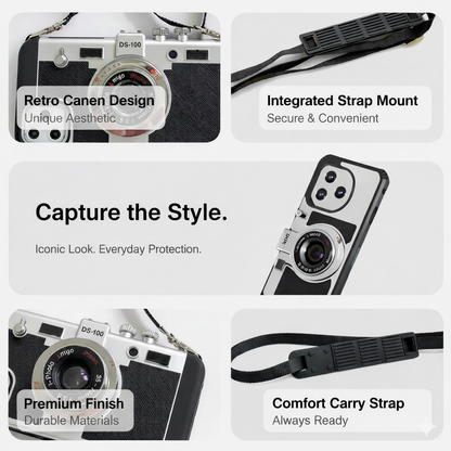 Retro Camera Phone Case - Vintage DS-100 Design with Integrated Strap Mount