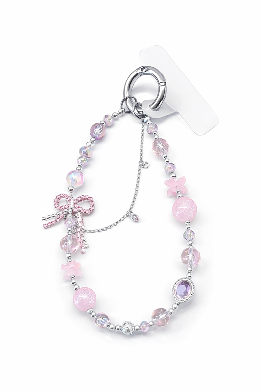 Pink Crystal Bow Phone Charm