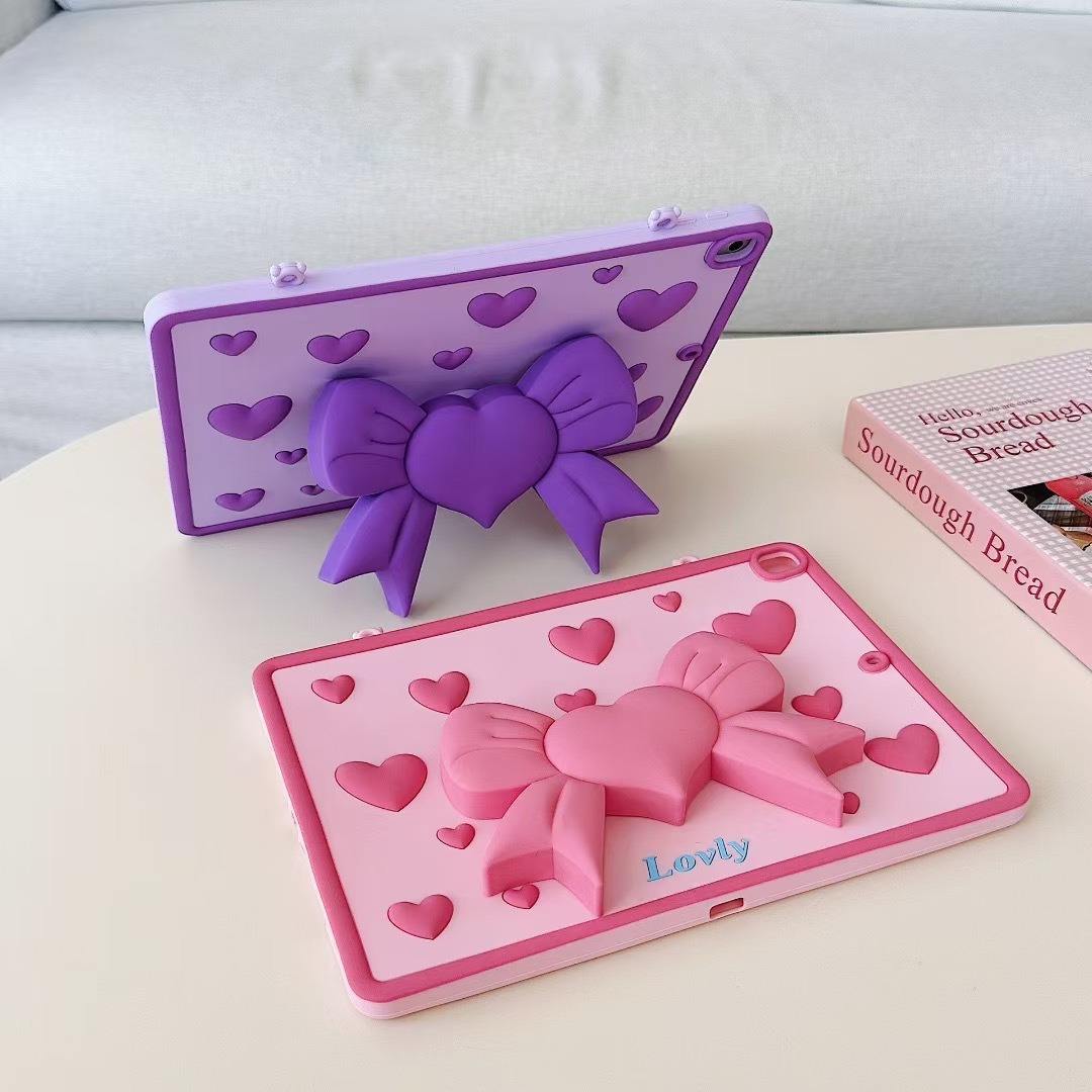 Cute Pink Heart Bow - iPad Case