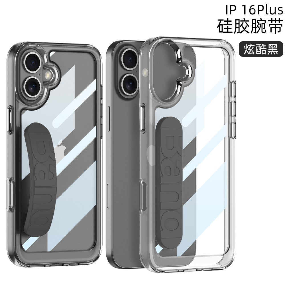 Apple iPhone 16 / Plus / Pro / Pro Max – Transparent with Wrist Band Cover & Case