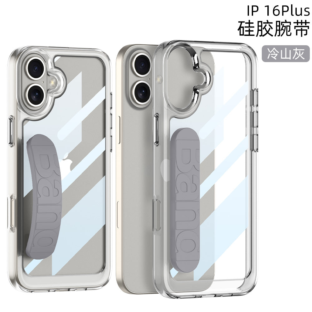 Apple iPhone 16 / Plus / Pro / Pro Max – Transparent with Wrist Band Cover & Case