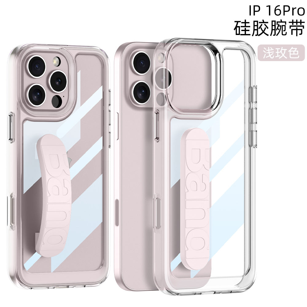 Apple iPhone 16 / Plus / Pro / Pro Max – Transparent with Wrist Band Cover & Case