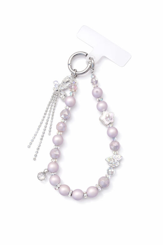Rhinestone Pendant and Iridescent Beads - Phone Charm