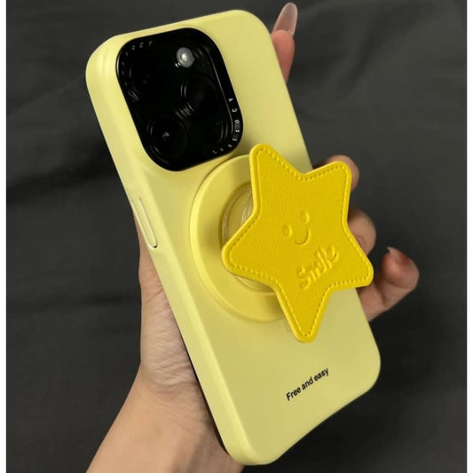 Apple iPhone 15 / Pro / Pro Max - Super Cute Soft Pastel Silicone MagSafe Back Cover with Star Grip Pop Magnet – Free & Easy grip