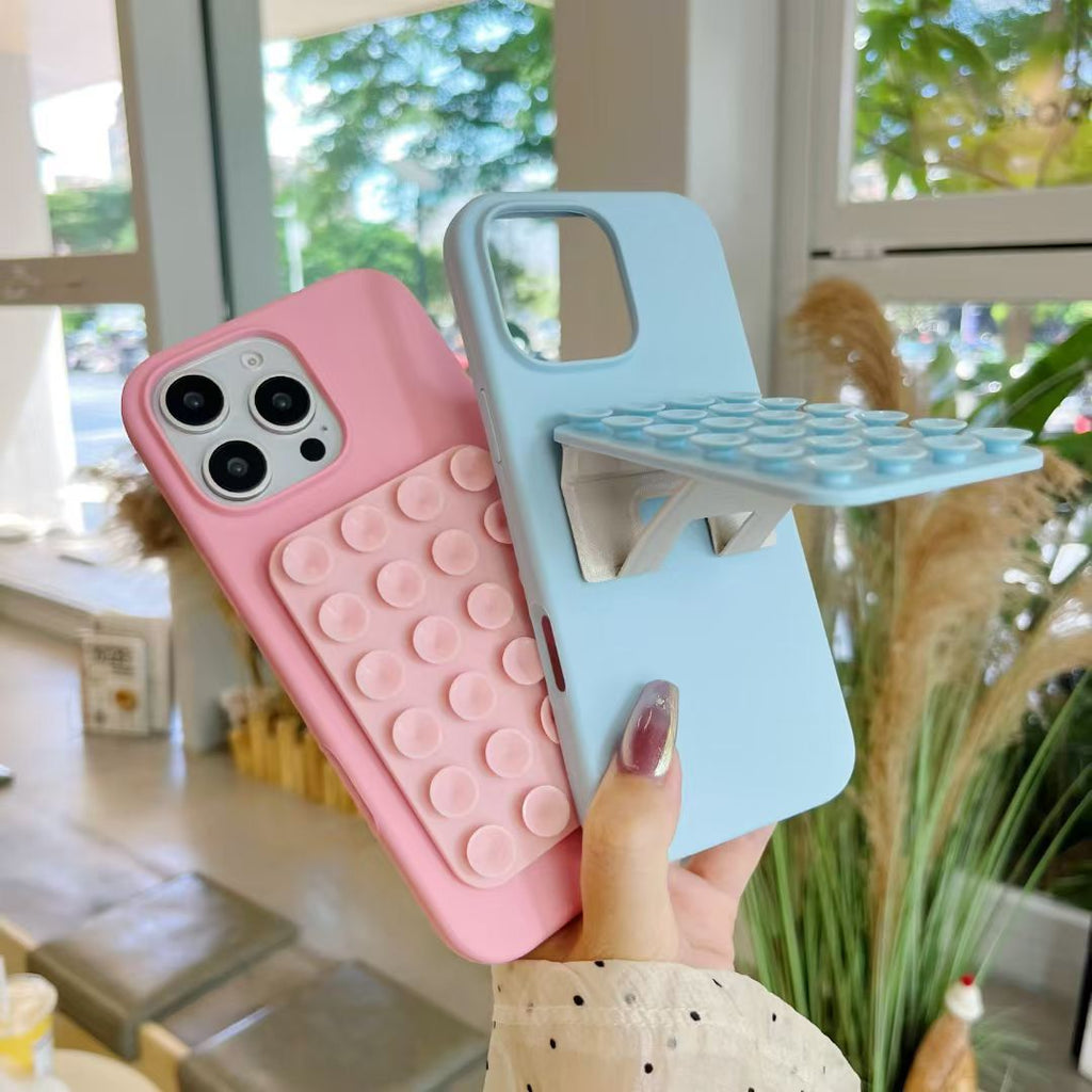 Apple iPhone 16 / Pro / Pro Max - Silicone Back Cover with Flip-Out Suction Holder"