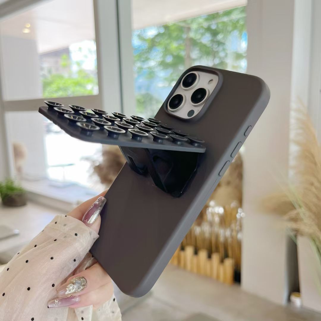 Apple iPhone 16 / Pro / Pro Max - Silicone Back Cover with Flip-Out Suction Holder"