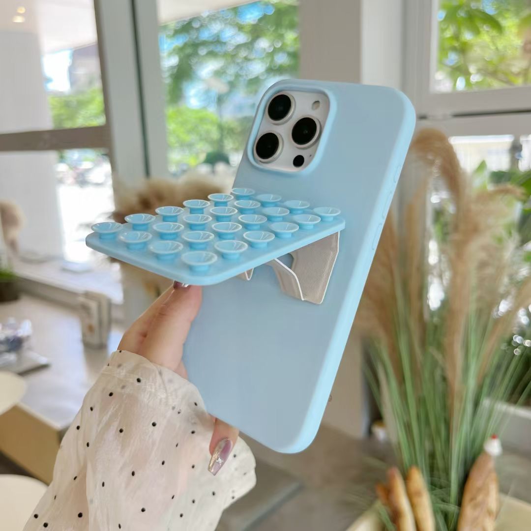 Apple iPhone 16 / Pro / Pro Max - Silicone Back Cover with Flip-Out Suction Holder"