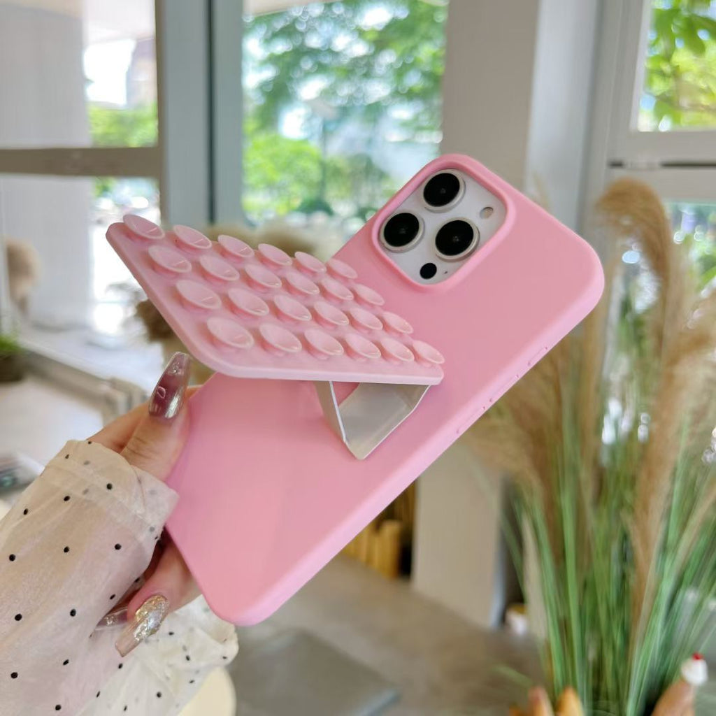 Apple iPhone 16 / Pro / Pro Max - Silicone Back Cover with Flip-Out Suction Holder"