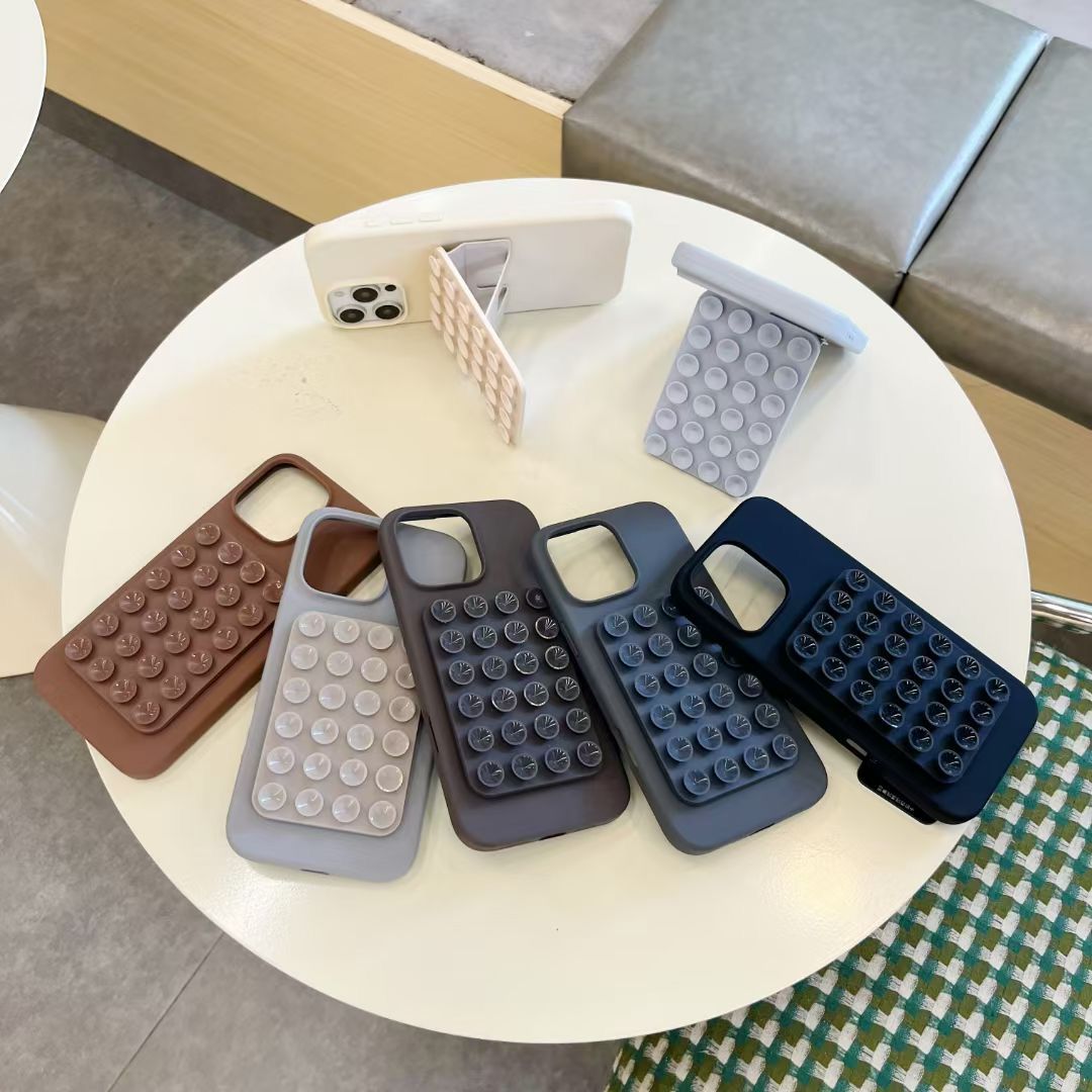 Apple iPhone 16 / Pro / Pro Max - Silicone Back Cover with Flip-Out Suction Holder"