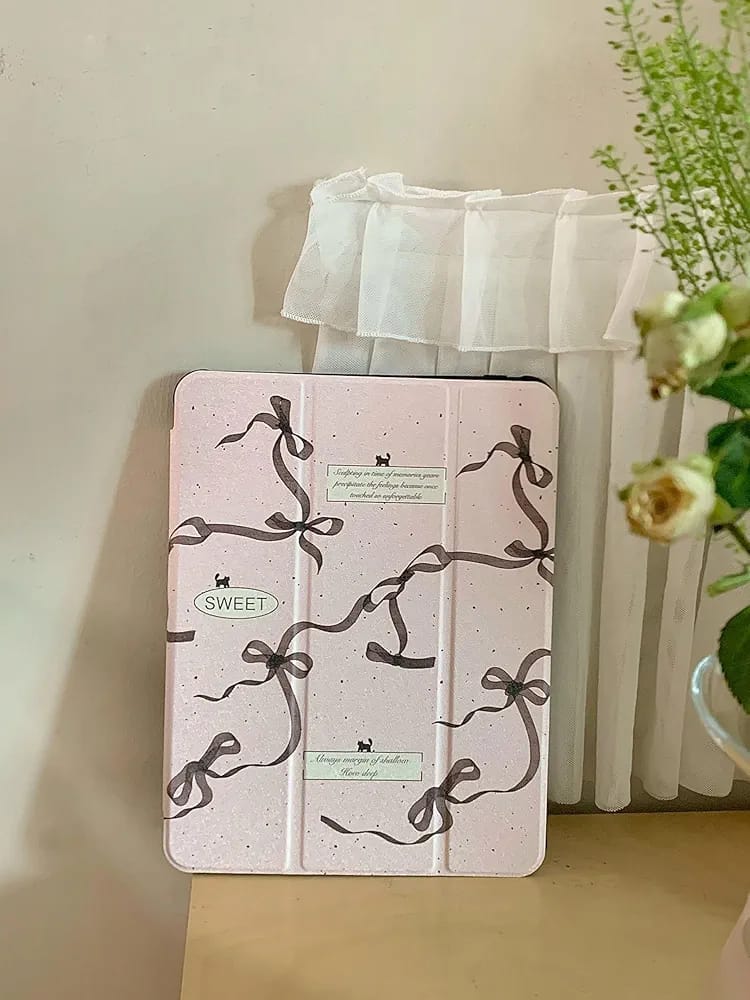 Sweet Ribbon iPad Case - Soft Girl Aesthetic with Quote
