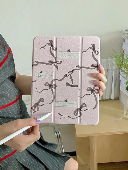 Sweet Ribbon iPad Case - Soft Girl Aesthetic with Quote