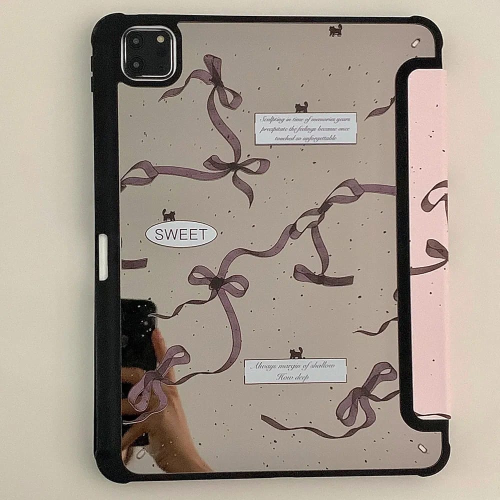 Sweet Ribbon iPad Case - Soft Girl Aesthetic with Quote
