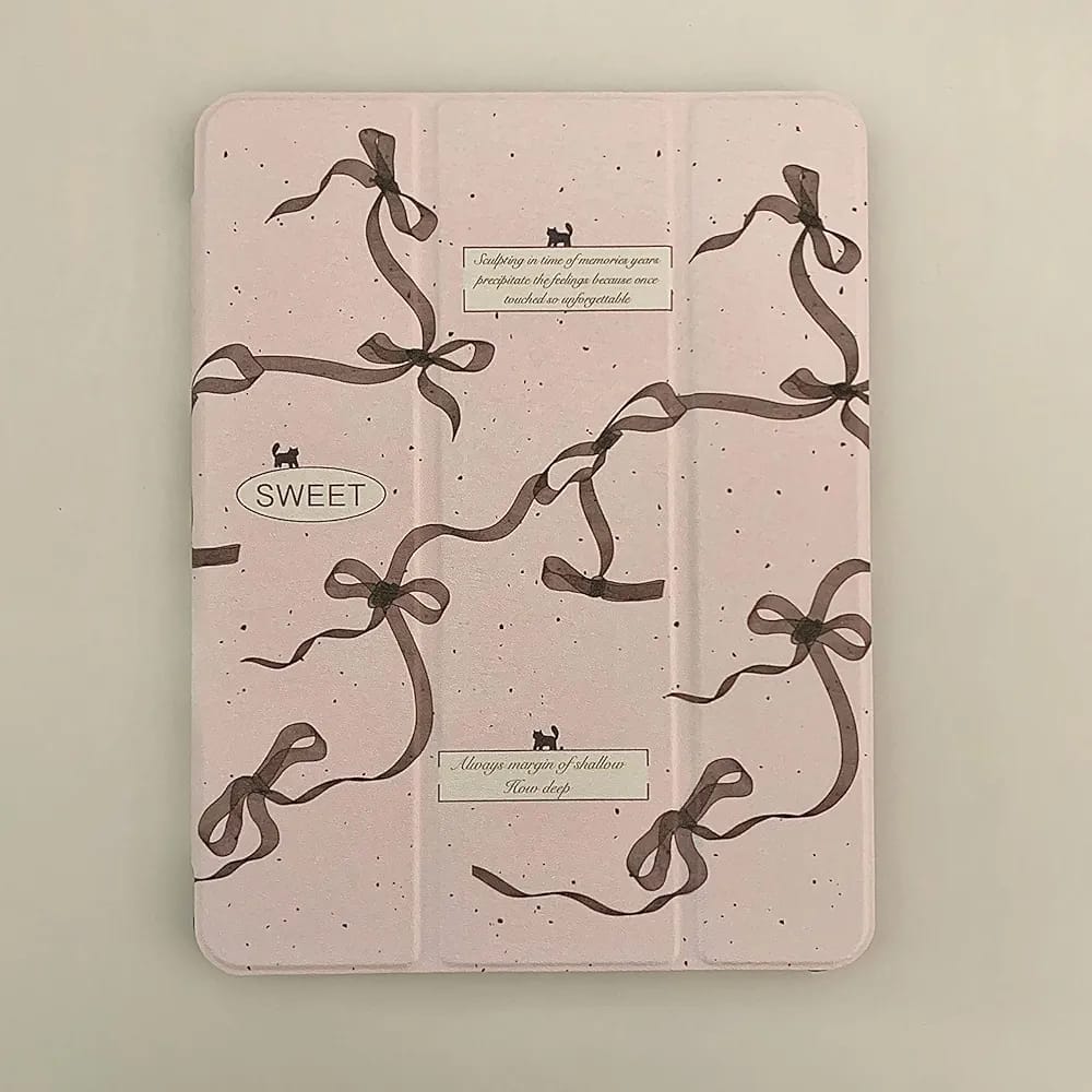 Sweet Ribbon iPad Case - Soft Girl Aesthetic with Quote