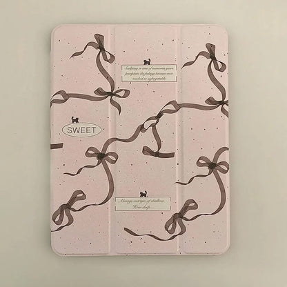 Sweet Ribbon iPad Case - Soft Girl Aesthetic with Quote