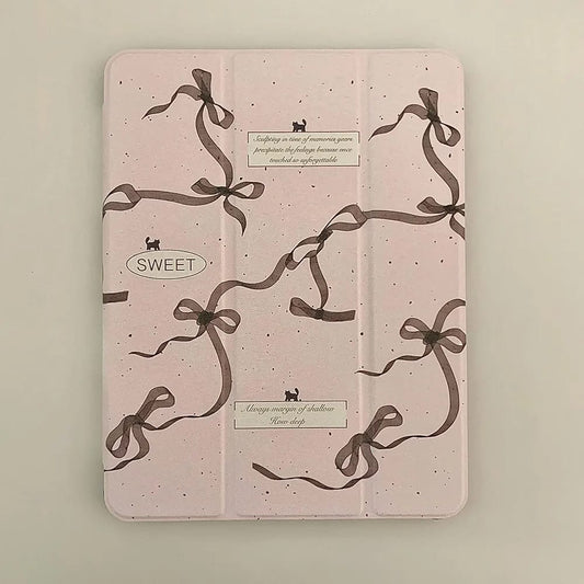 Sweet Ribbon iPad Case - Soft Girl Aesthetic with Quote