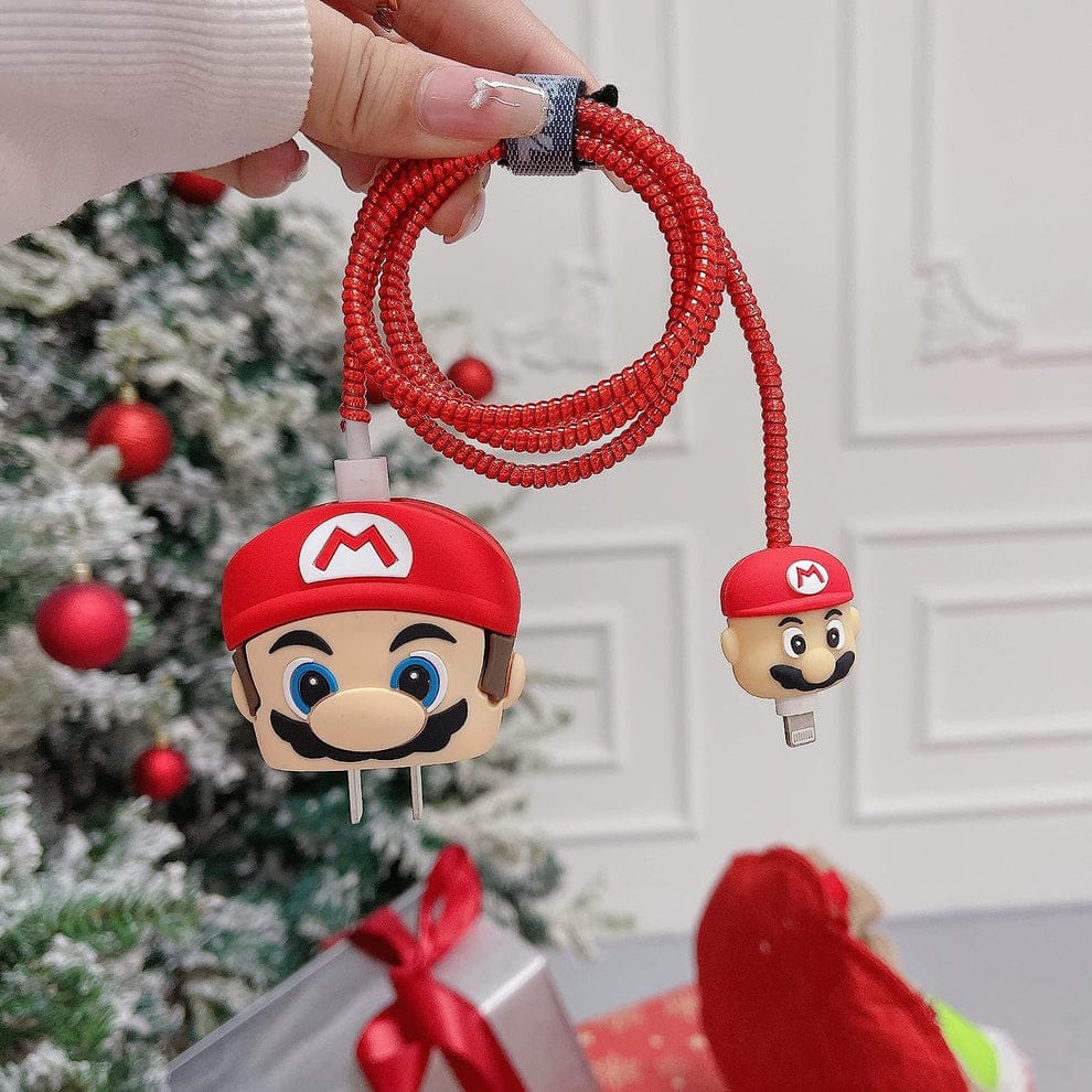 Cute Mario Silicone - iPhone Charger  Case