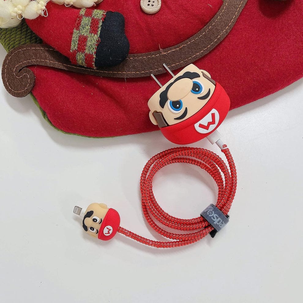 Cute Mario Silicone - iPhone Charger  Case