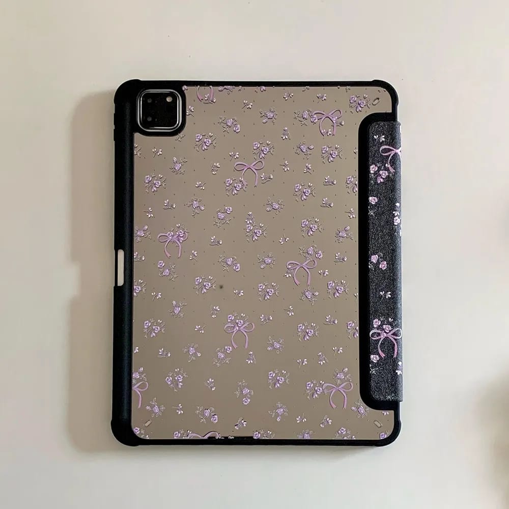 Black with Pink Bow iPad Case - Protective Cover