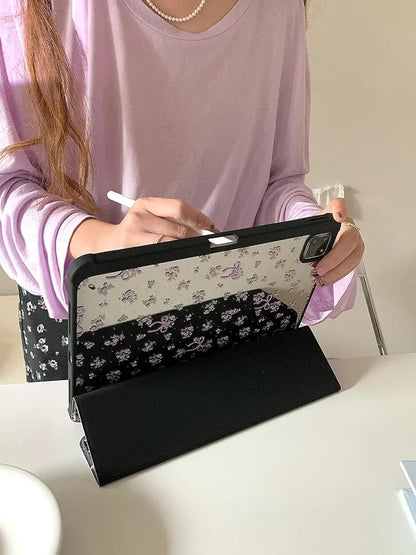 Black with Pink Bow iPad Case - Protective Cover