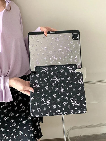 Black with Pink Bow iPad Case - Protective Cover