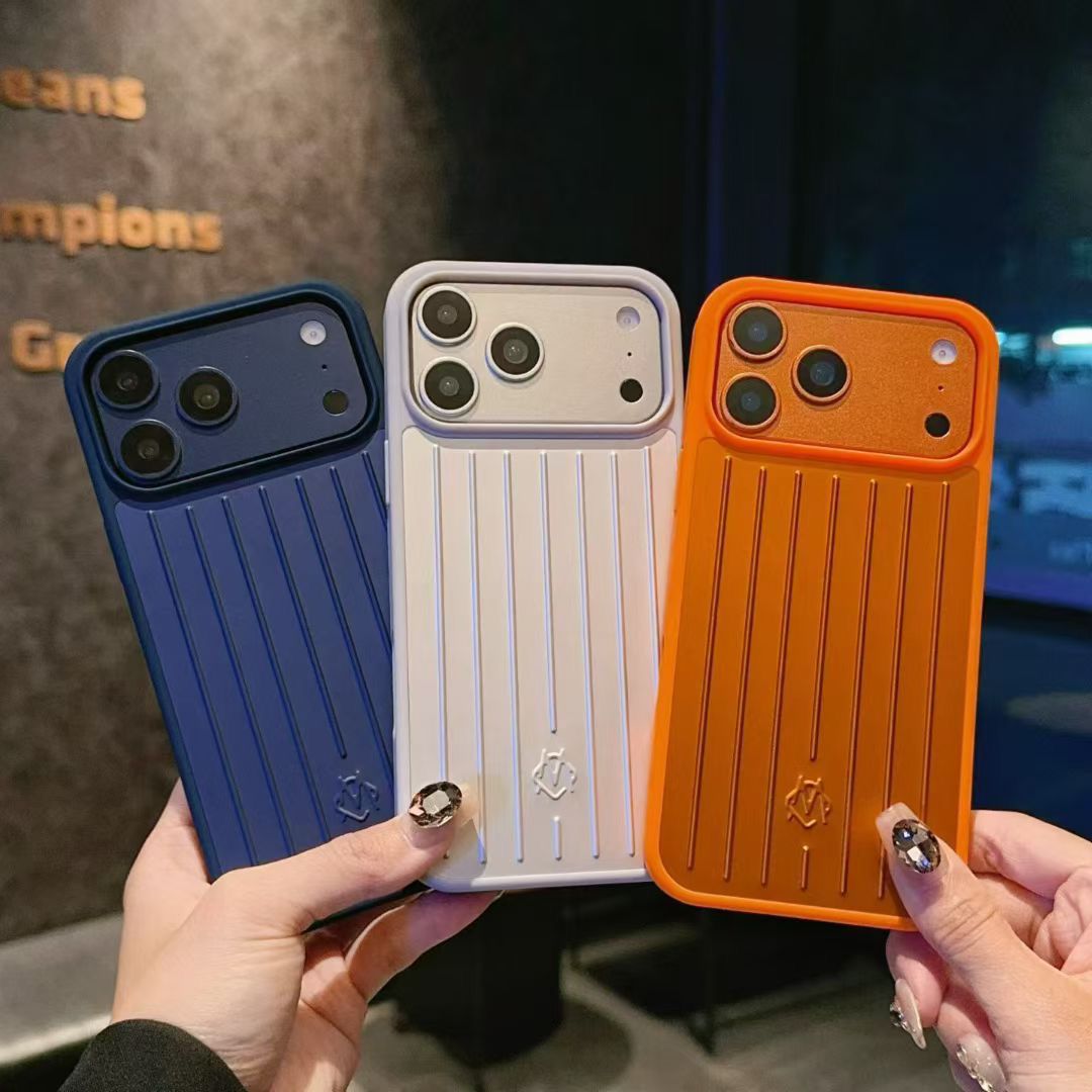 Rimowa-Style Vertical Groove Navy Blue Phone Case