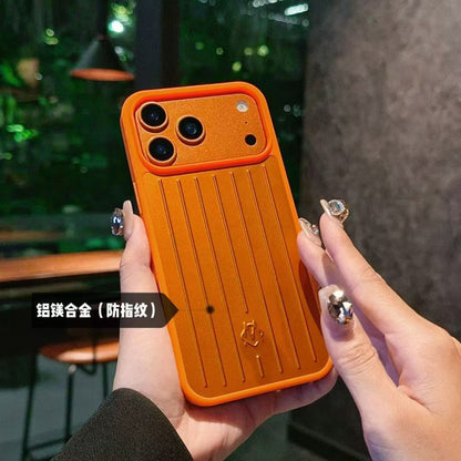 Rimowa-Style Vertical Groove Navy Blue Phone Case