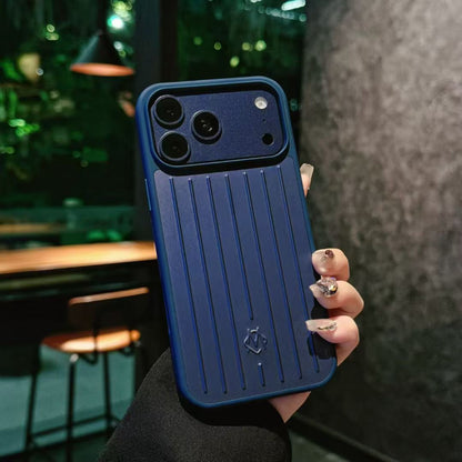 Rimowa-Style Vertical Groove Navy Blue Phone Case