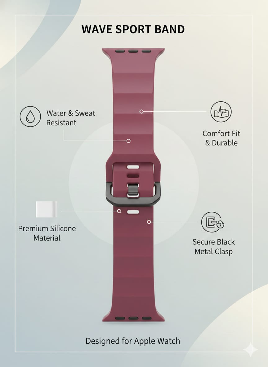 Ribbed Silicone Wave Band – For Apple Watch