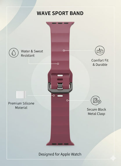 Ribbed Silicone Wave Band – For Apple Watch