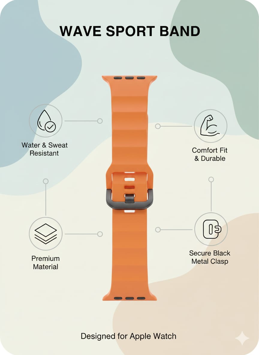 Ribbed Silicone Wave Band – For Apple Watch