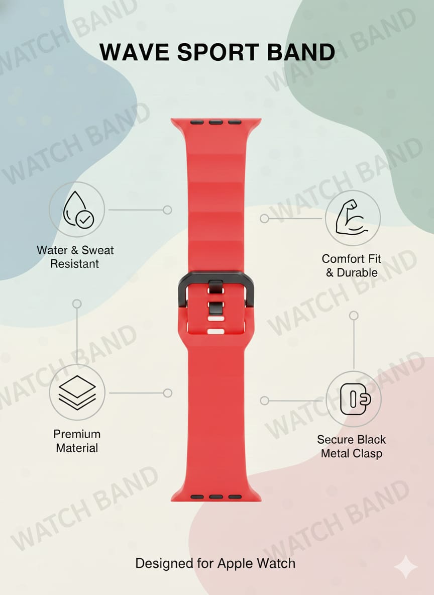 Ribbed Silicone Wave Band – For Apple Watch
