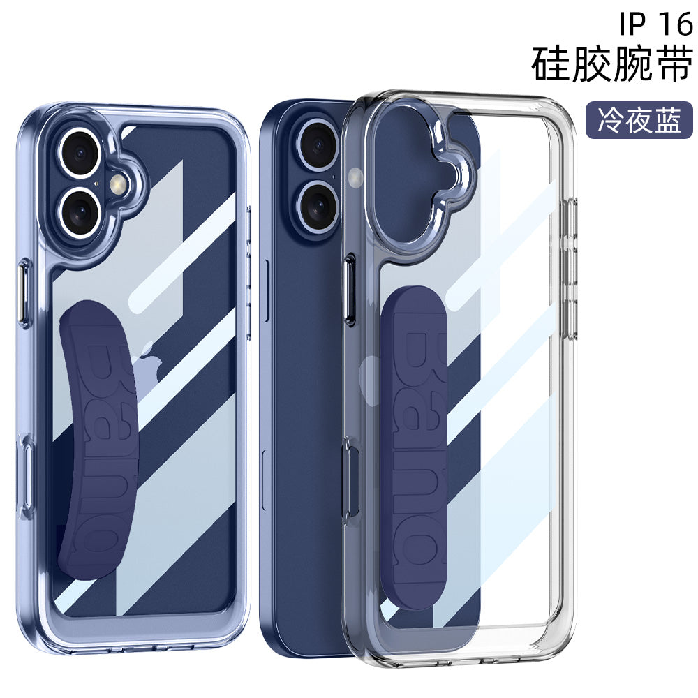 Apple iPhone 16 / Plus / Pro / Pro Max – Transparent with Wrist Band Cover & Case