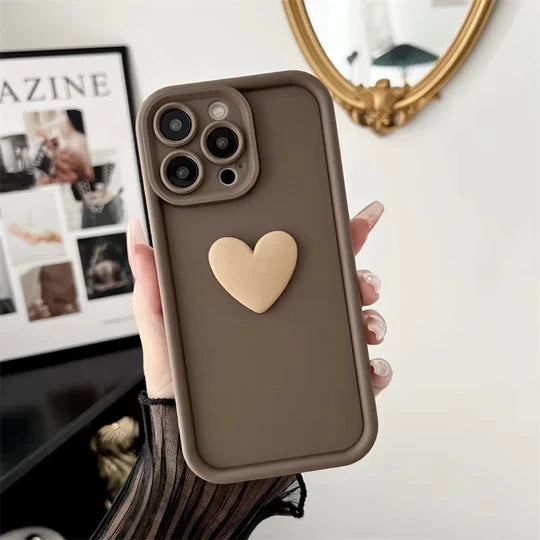 Apple iPhone 15 / Pro / Pro Max - Soft Silicone Back Cover with 3D Heart Design Back Cover & Case