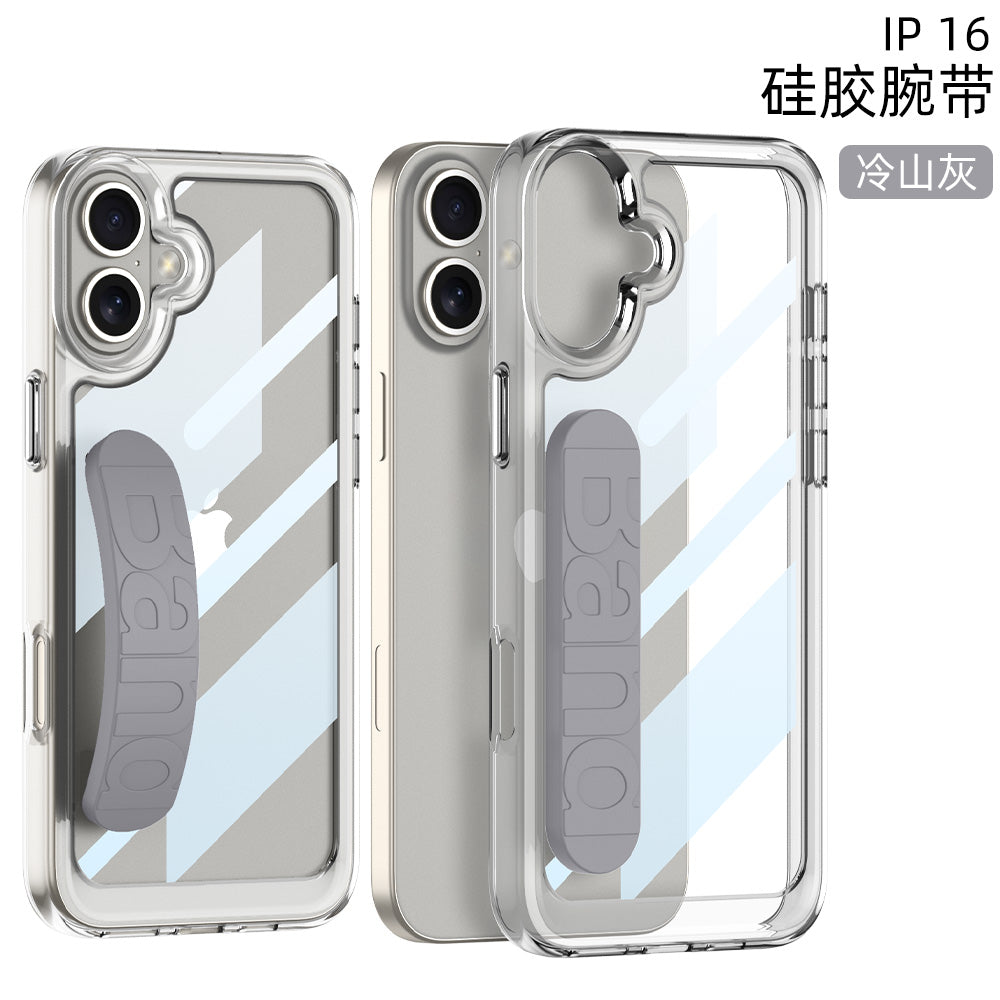 Apple iPhone 16 / Plus / Pro / Pro Max – Transparent with Wrist Band Cover & Case