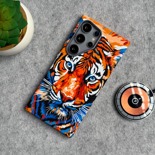 Samsung Galaxy Ultra Series Carbon Fiber Premium Texture Tiger Lion Design Hard Pc MagSafe Case Cover