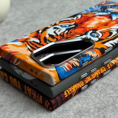 Samsung Galaxy Ultra Series Carbon Fiber Premium Texture Tiger Lion Design Hard Pc MagSafe Case Cover