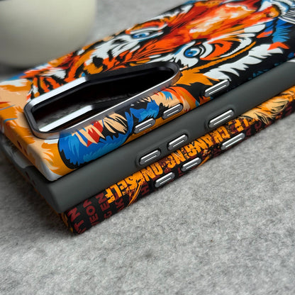 Samsung Galaxy Ultra Series Carbon Fiber Premium Texture Tiger Lion Design Hard Pc MagSafe Case Cover