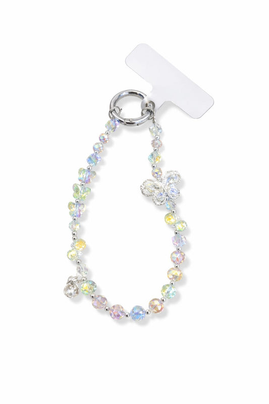 Elegant Pearl Charm Keychain with Crystal Butterfly - Phone Charm