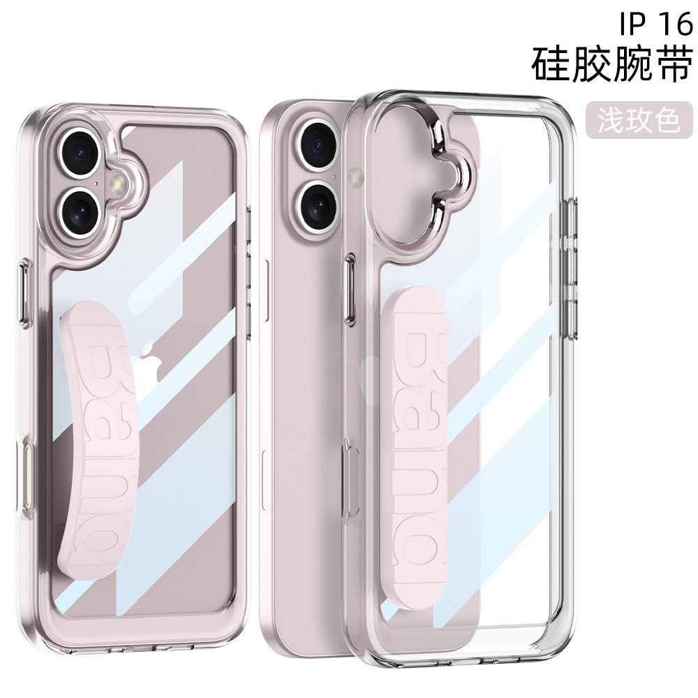 Apple iPhone 16 / Plus / Pro / Pro Max – Transparent with Wrist Band Cover & Case