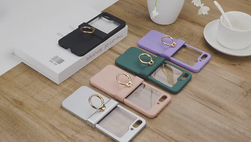 Galaxy Z Flip 6 – Thin PC Hinge Box + Ring Cover & Case