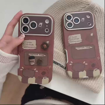 Brown Coffee Theme Case / Cover with 3D Accessories, Cute Cartoon Design