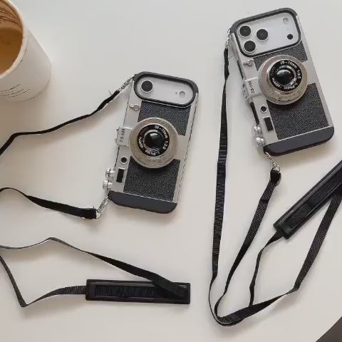 Retro Camera Phone Case - Vintage DS-100 Design with Integrated Strap Mount