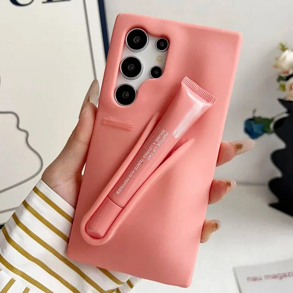 Samsung Galaxy S25 Ultra – Silicone Phone Cover with Built-in Lip Tint Holder